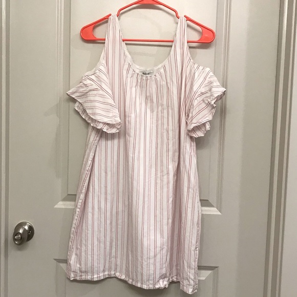 Madewell Dresses & Skirts - Madewell Rose Cold Shoulder Dress Striped
